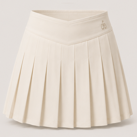 Women's Ivory Pleated V-Waist Skirt